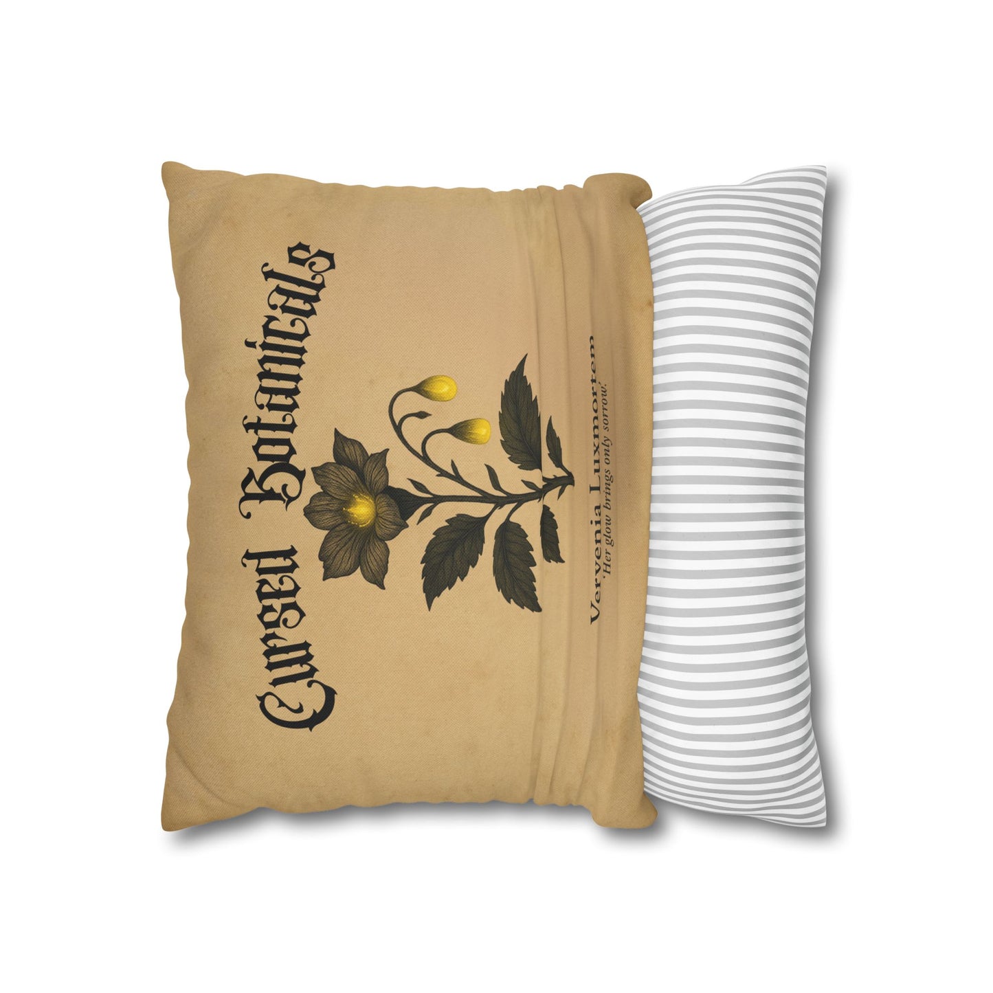 Square Pillowcase, Cursed Botanicals Collection- Vervenia-Glowing Flower, Spooky Fall Autumn Aesthetic Eerie Design