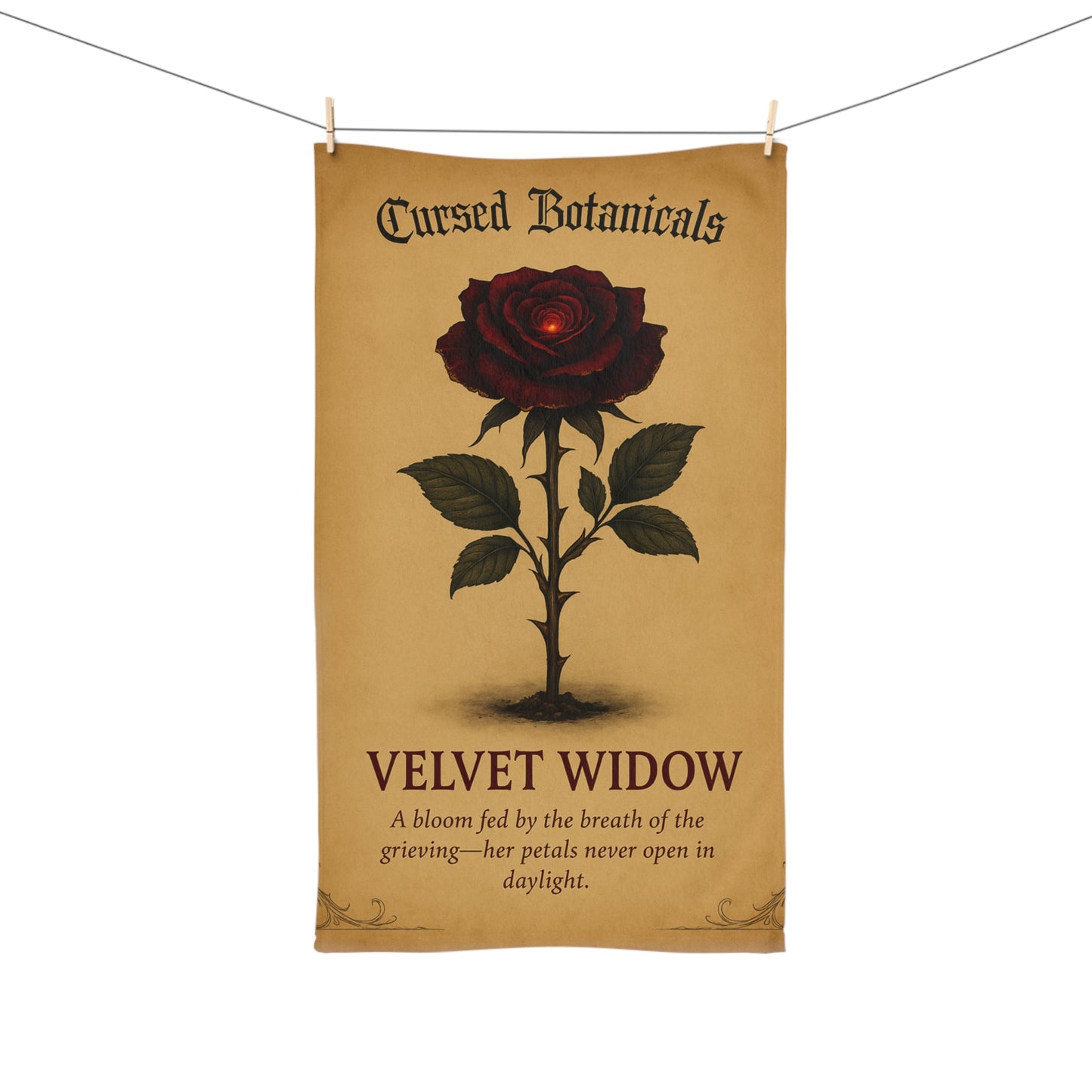 Hand Towel - Cursed Botanical Collection - Velvet Widow Design