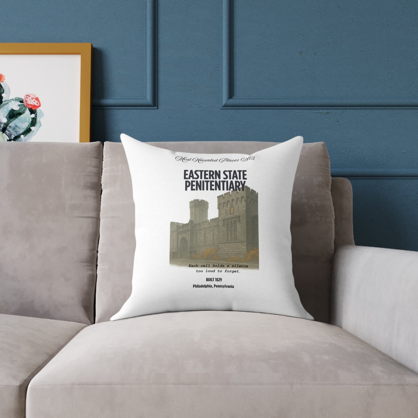 Canvas Pillow - The Most Haunted Collection Eastern State Penitentiary - Rustic Home Decor Accent