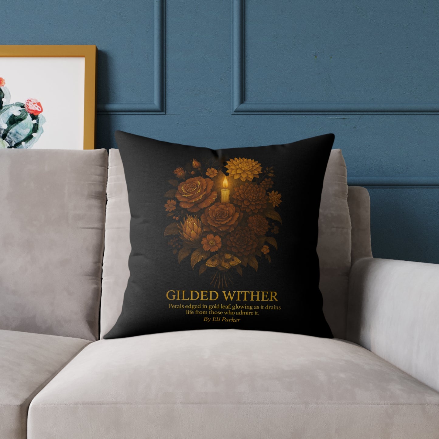 Canvas Pillow - Haunted Bouquet Collection - Gilded Wither