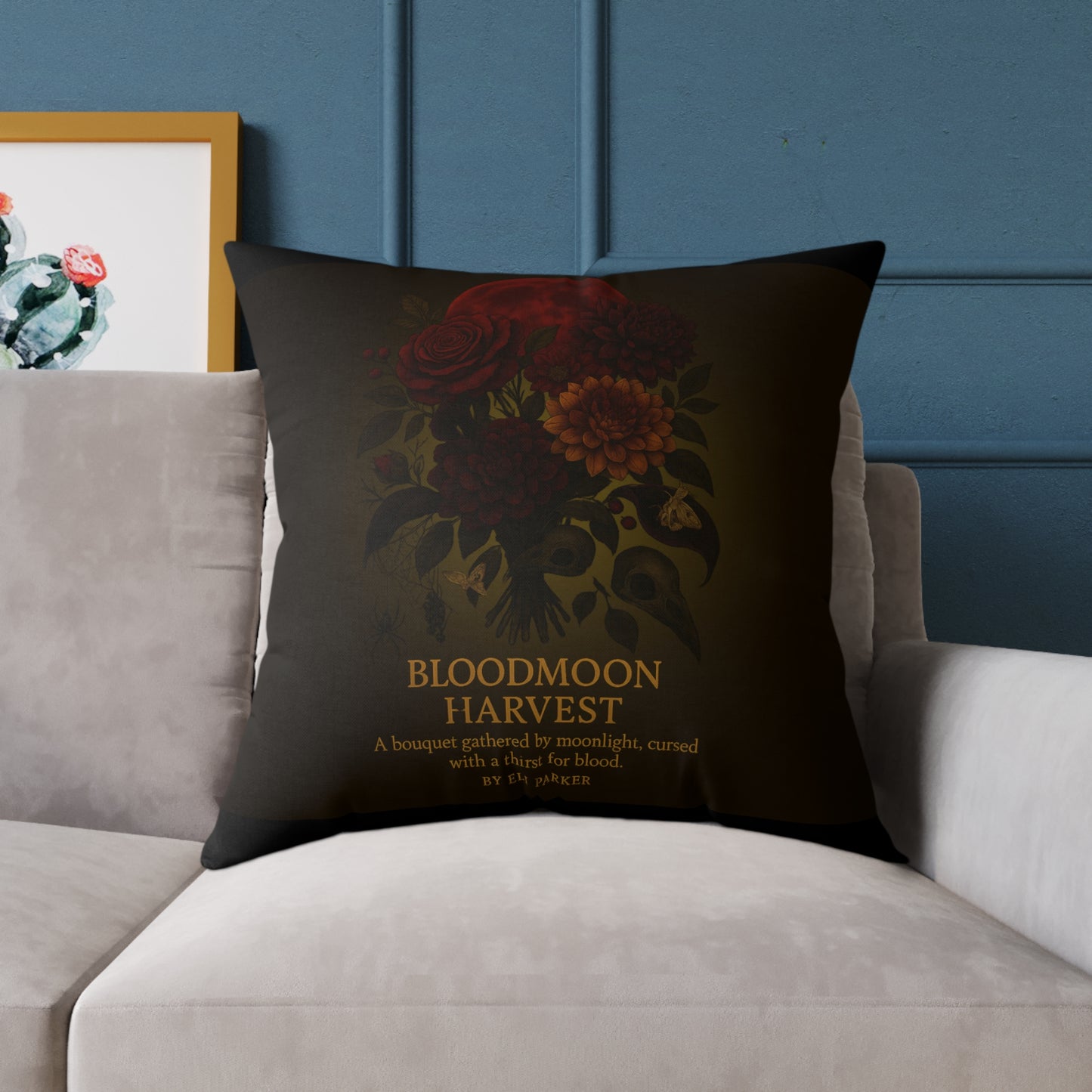 Canvas Pillow - Haunted Bouquet Collection - Bloodmoon Harvest