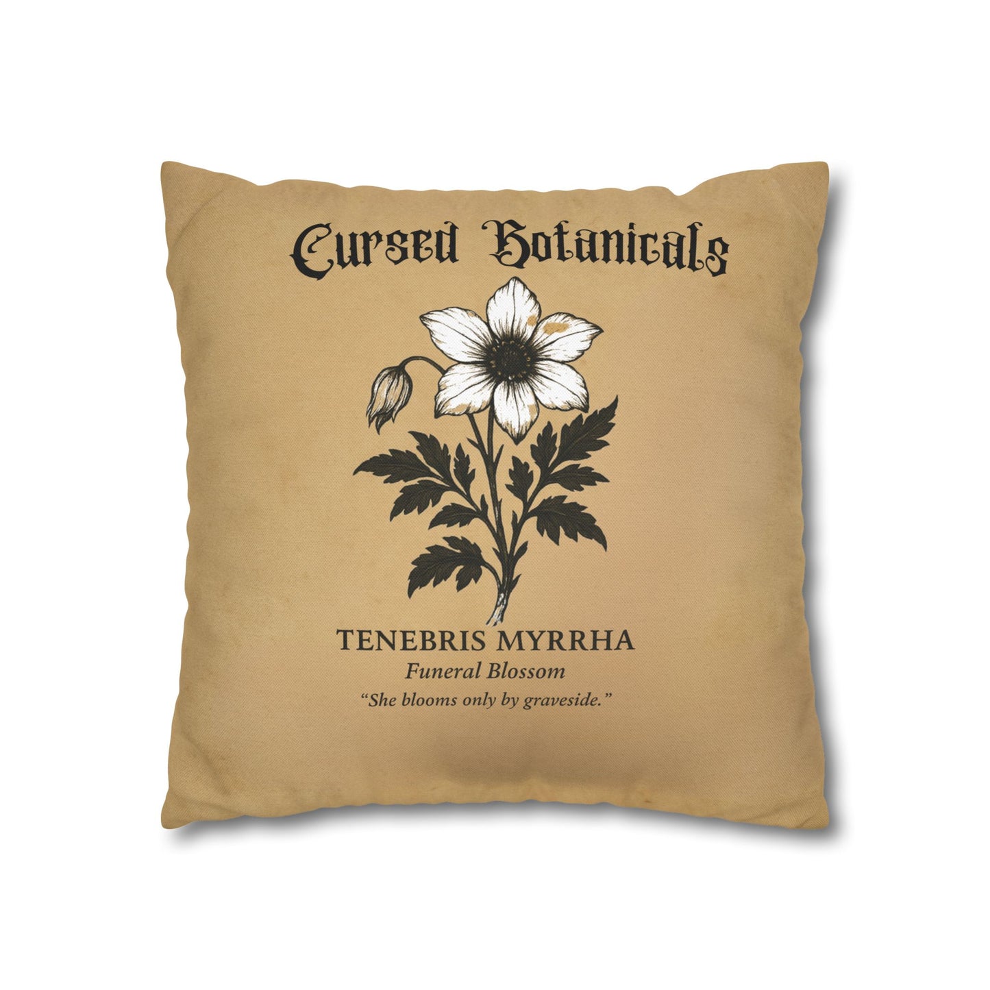 Square Pillowcase, Cursed Botanicals Collection- Funeral Blossom, Spooky Fall Autumn Aesthetic Eerie Design