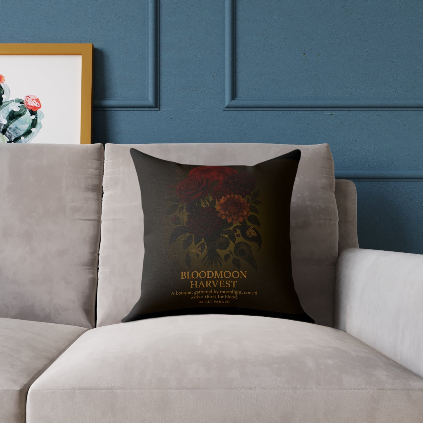 Canvas Pillow - Haunted Bouquet Collection - Bloodmoon Harvest