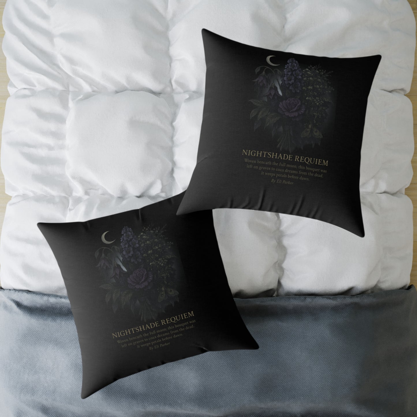 Canvas Pillow - Haunted Bouquet Collection - Nightshade Requiem