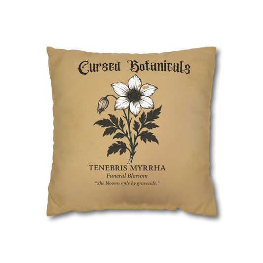 Square Pillowcase, Cursed Botanicals Collection- Funeral Blossom, Spooky Fall Autumn Aesthetic Eerie Design