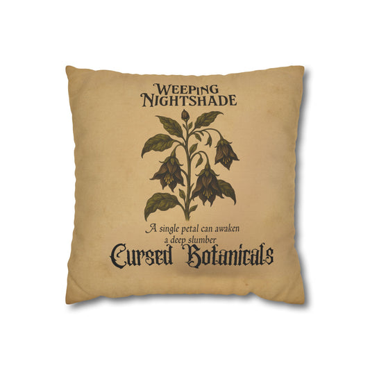 Square Pillowcase, Cursed Botanicals Collection- Weeping Nightshade, Spooky Fall Autumn Aesthetic Eerie Design