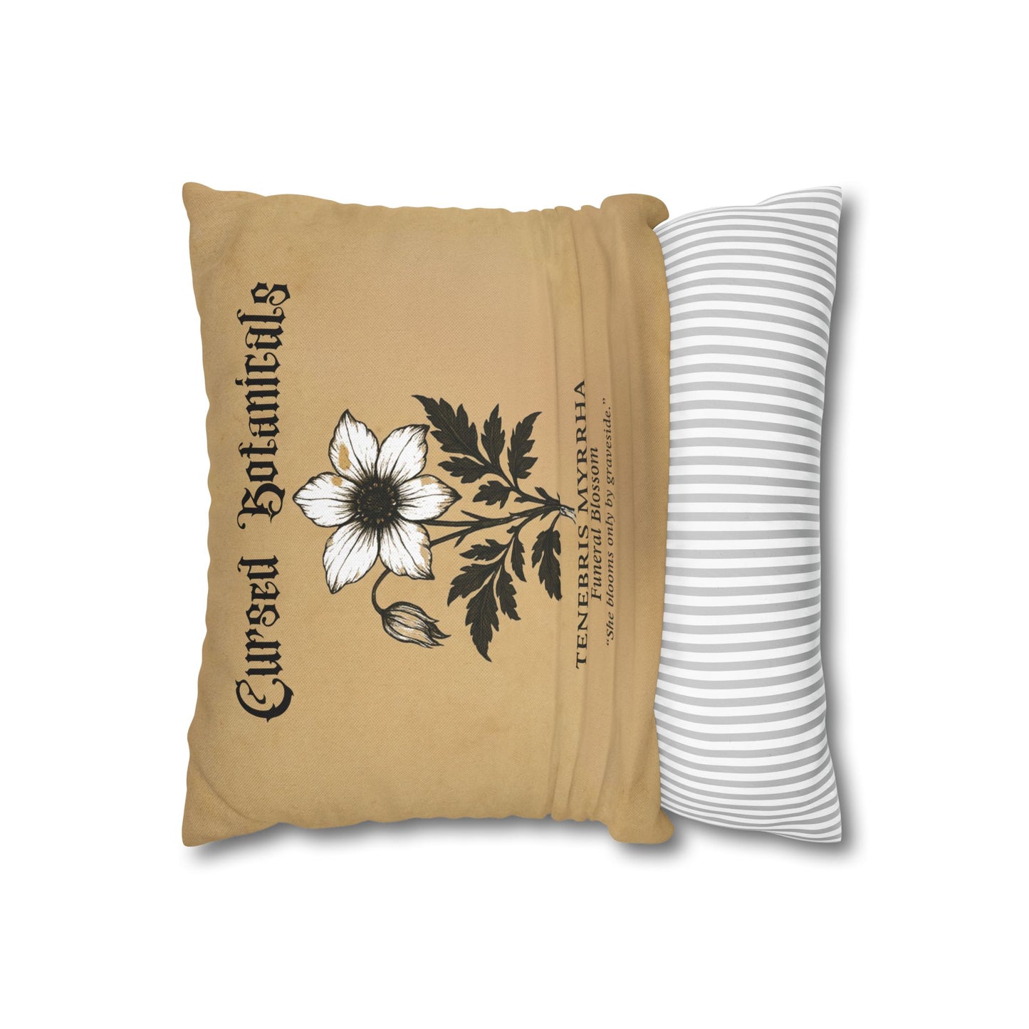 Square Pillowcase, Cursed Botanicals Collection- Funeral Blossom, Spooky Fall Autumn Aesthetic Eerie Design