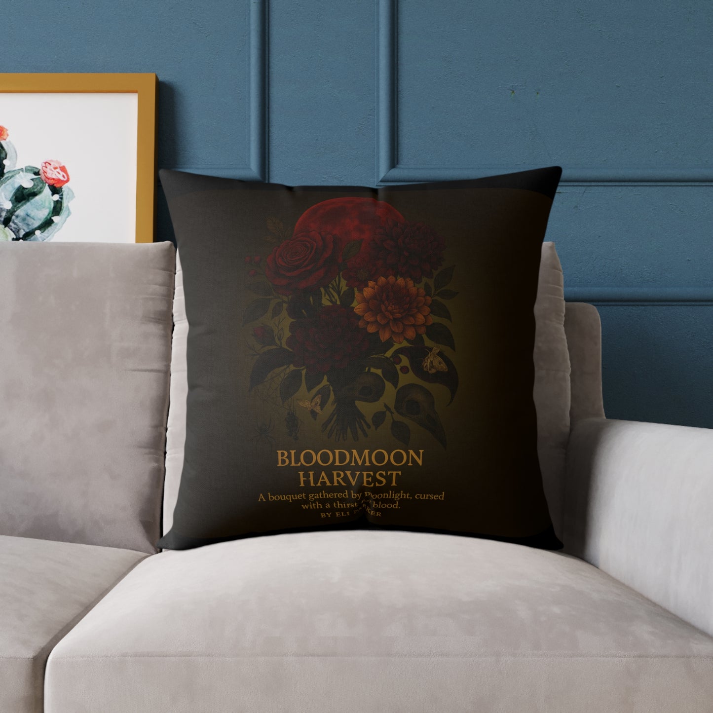 Canvas Pillow - Haunted Bouquet Collection - Bloodmoon Harvest
