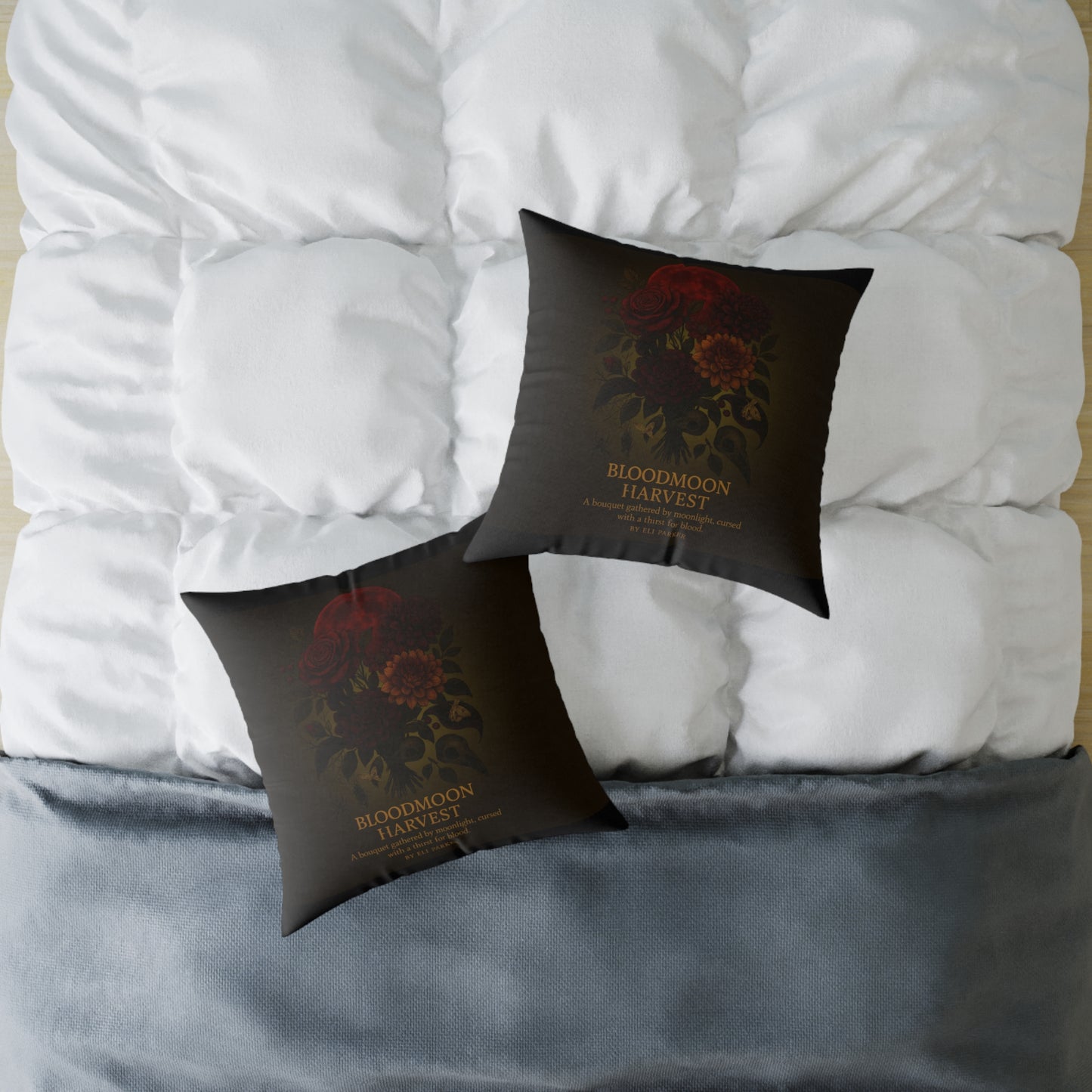 Canvas Pillow - Haunted Bouquet Collection - Bloodmoon Harvest