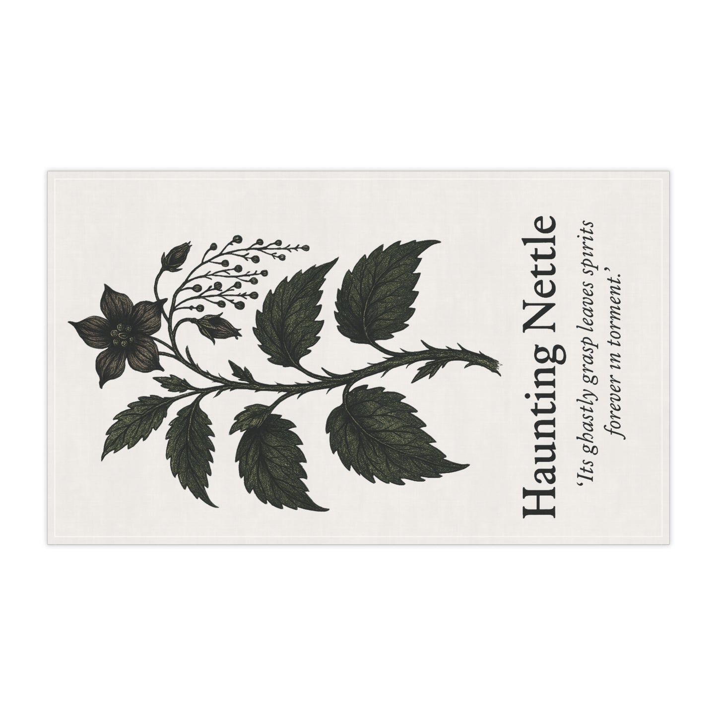 Cursed Botanical -Elegant Haunting Nettle Tea Towels - Unique Kitchen Decor, Gift for Plant Lovers, Homewarming Present, Eco-Friendly