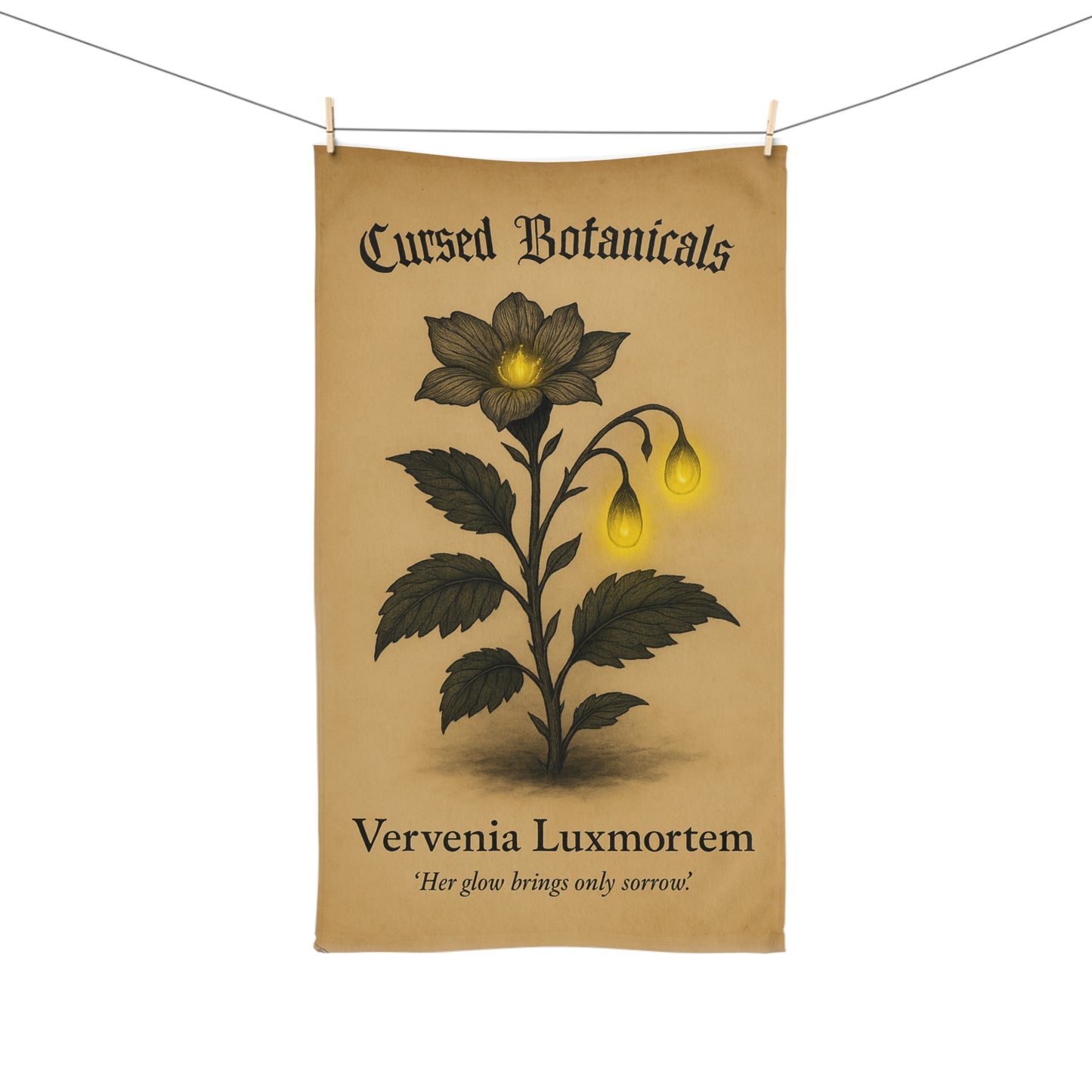 Hand Towel - Cursed Botanicals Collection- Vervenia Luxmortem Design, Gothic Home Decor,