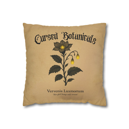 Square Pillowcase, Cursed Botanicals Collection- Vervenia-Glowing Flower, Spooky Fall Autumn Aesthetic Eerie Design