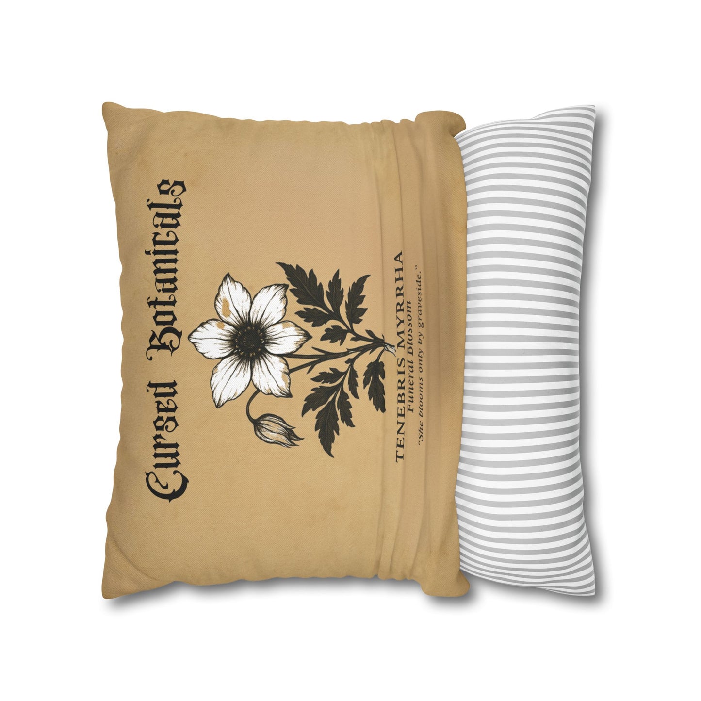 Square Pillowcase, Cursed Botanicals Collection- Funeral Blossom, Spooky Fall Autumn Aesthetic Eerie Design