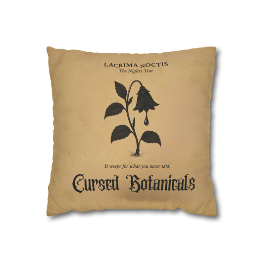Square Pillowcase, Cursed Botanicals- Night's Tear, Spooky Fall Autumn Aesthetic Eerie Design
