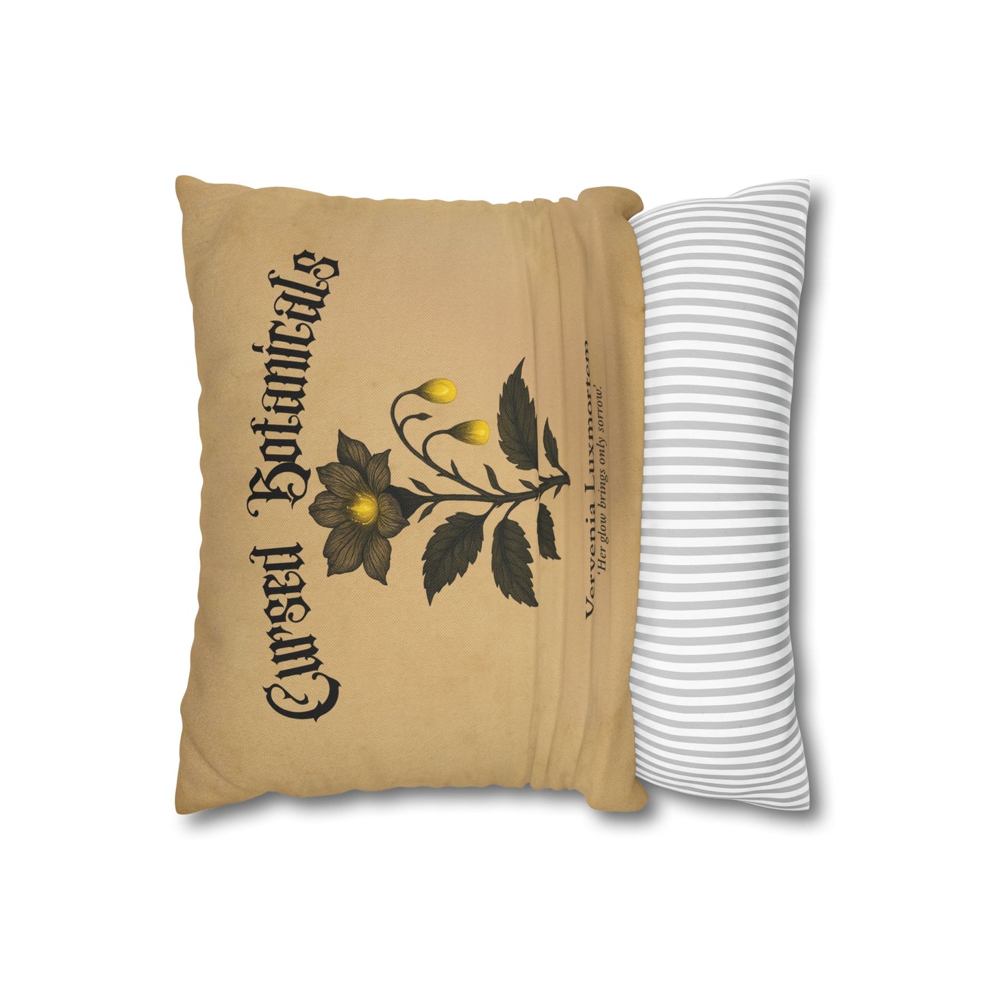 Square Pillowcase, Cursed Botanicals Collection- Vervenia-Glowing Flower, Spooky Fall Autumn Aesthetic Eerie Design