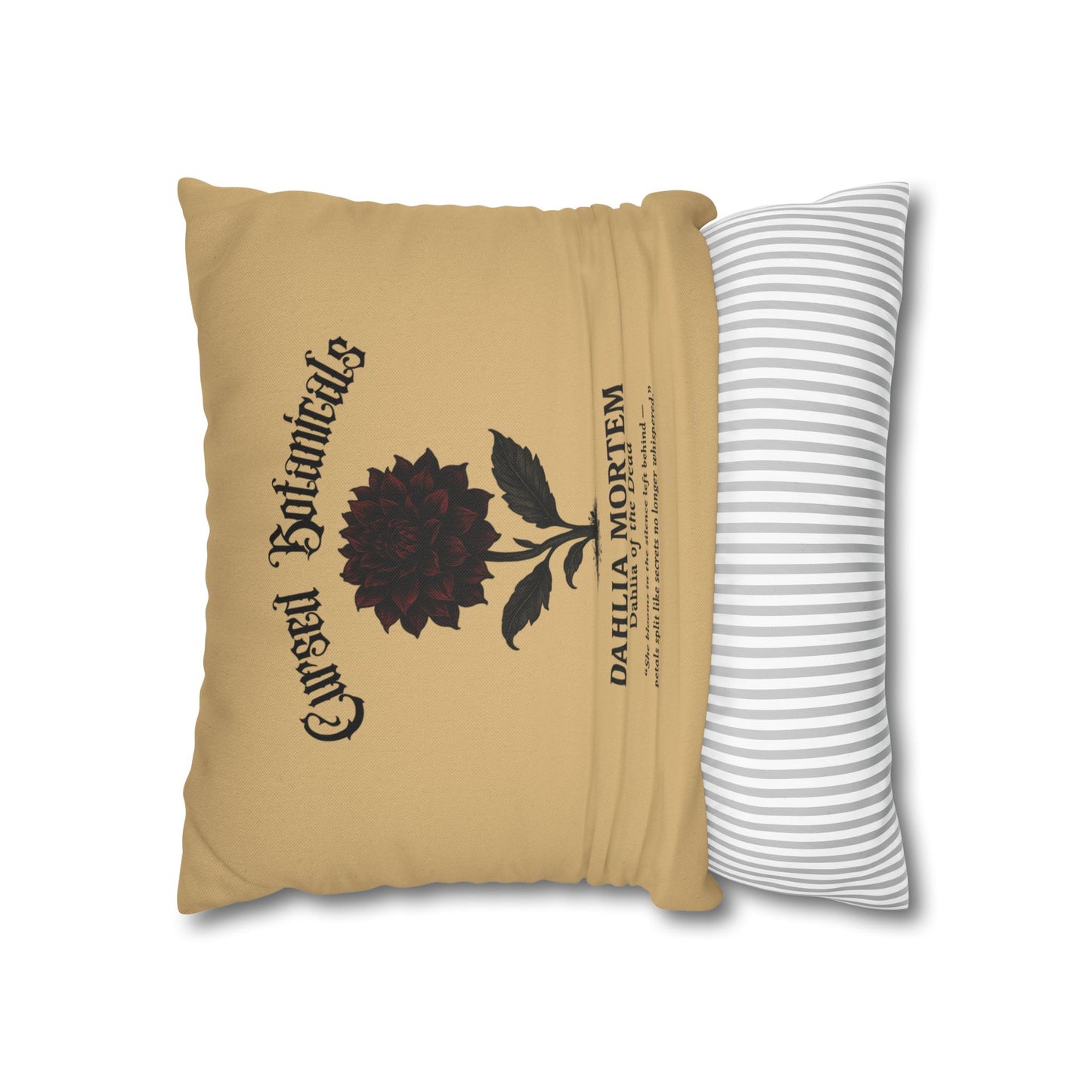 Square Pillowcase, Cursed Botanicals- Dahlia, Spooky Fall Autumn Aesthetic Eerie Design