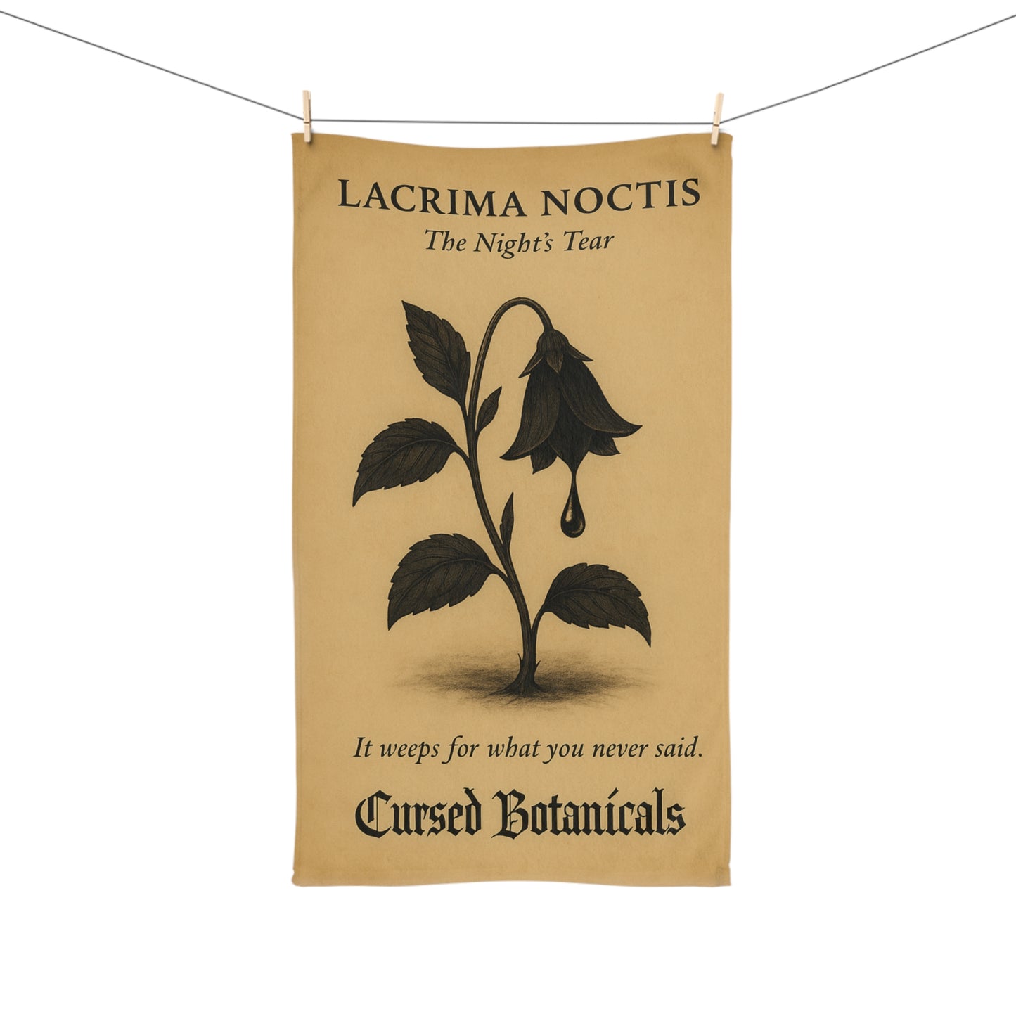 Hand Towel - Cursed Botanicals Collection- Night's Tear, Design, Gothic Home Decor,