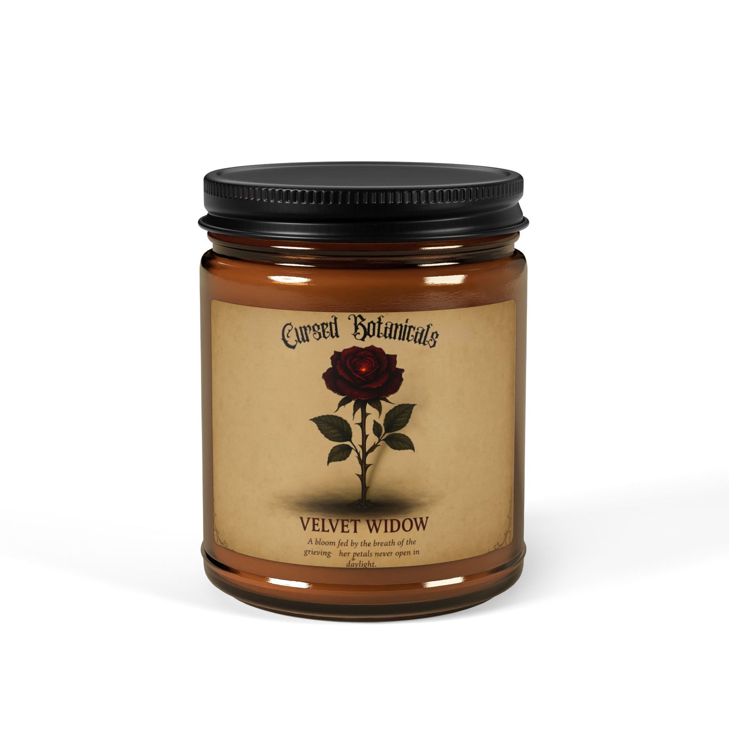 Scented Soy Candle - Cursed Botanical Collection - Velvet Widow