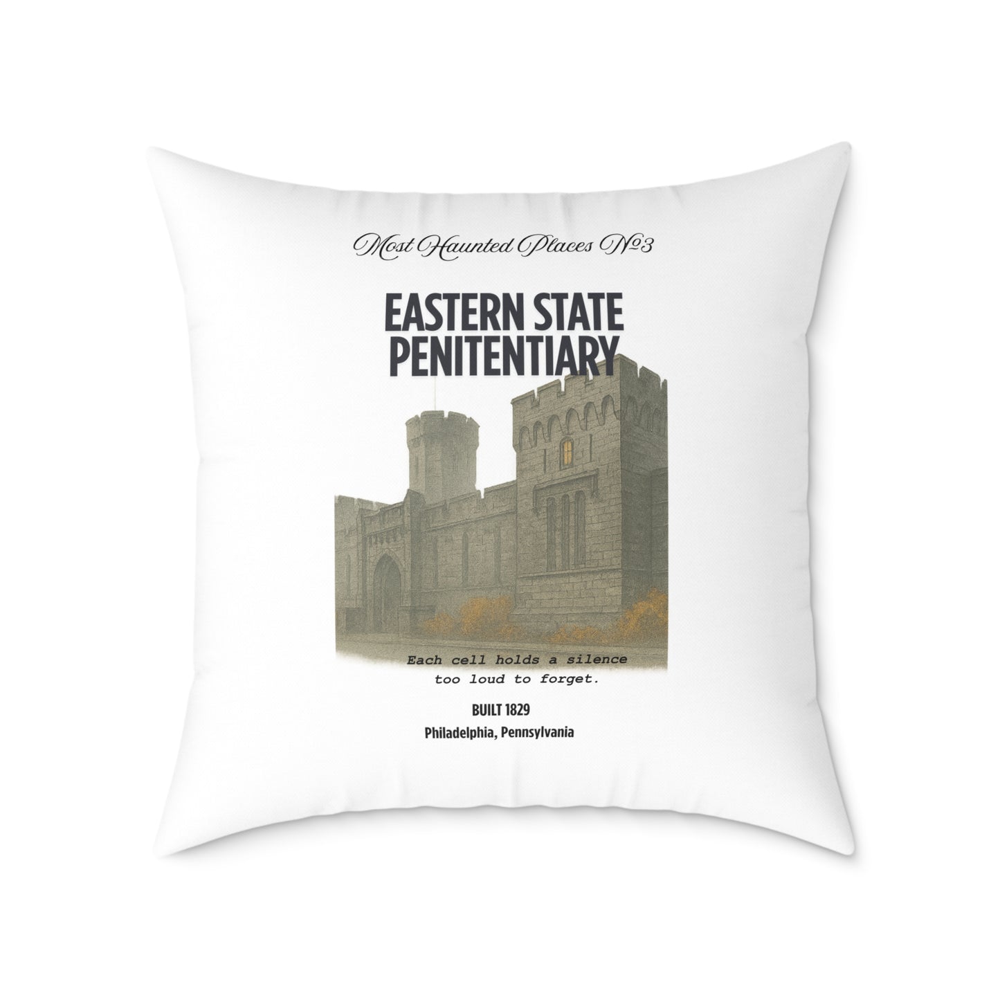 Canvas Pillow - The Most Haunted Collection Eastern State Penitentiary - Rustic Home Decor Accent