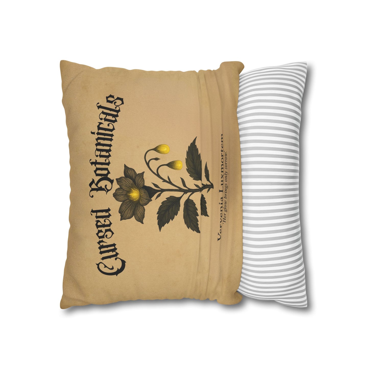 Square Pillowcase, Cursed Botanicals Collection- Vervenia-Glowing Flower, Spooky Fall Autumn Aesthetic Eerie Design