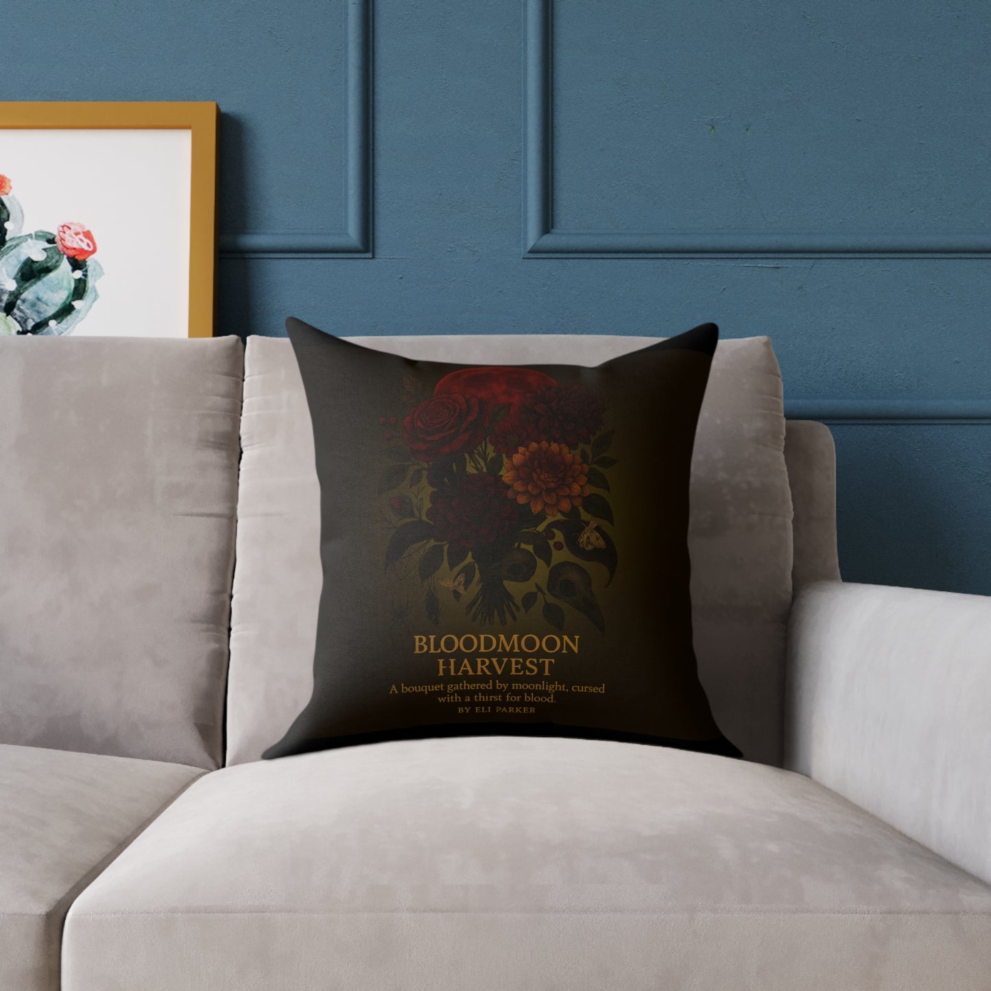Canvas Pillow - Haunted Bouquet Collection - Bloodmoon Harvest