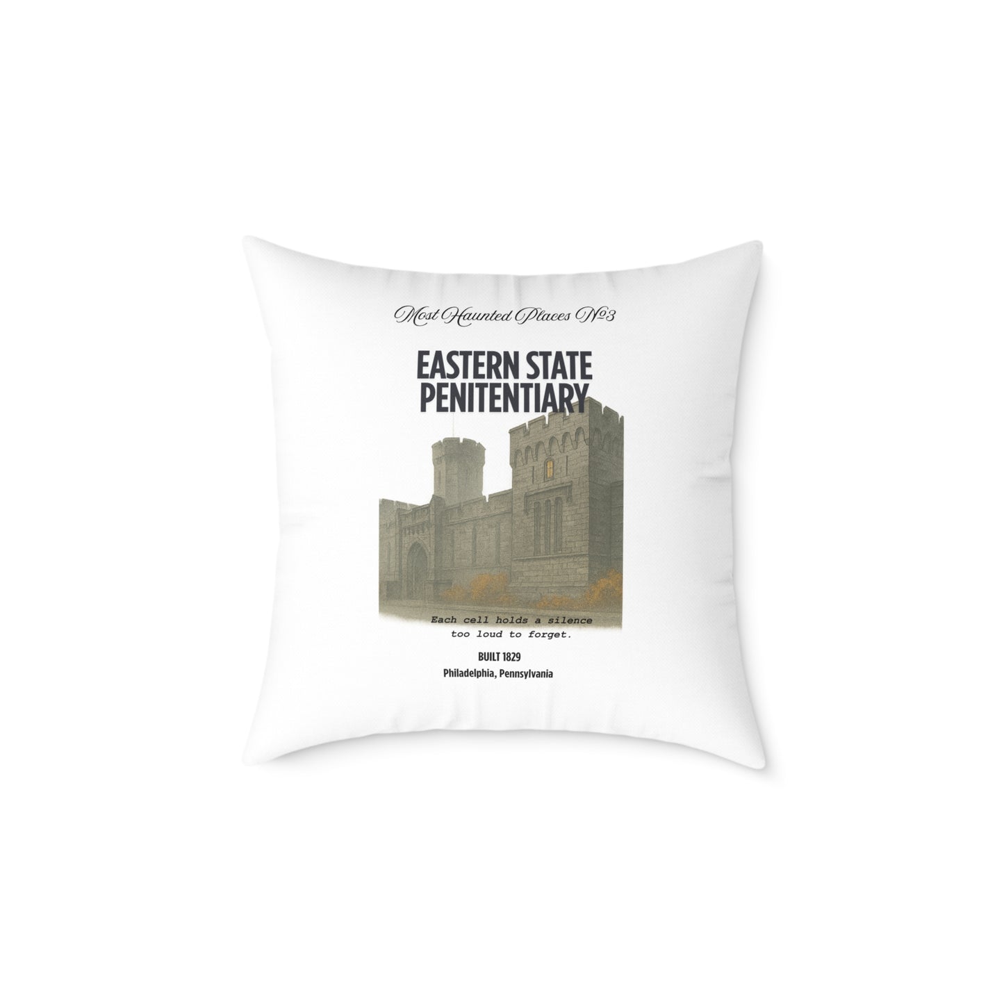Canvas Pillow - The Most Haunted Collection Eastern State Penitentiary - Rustic Home Decor Accent