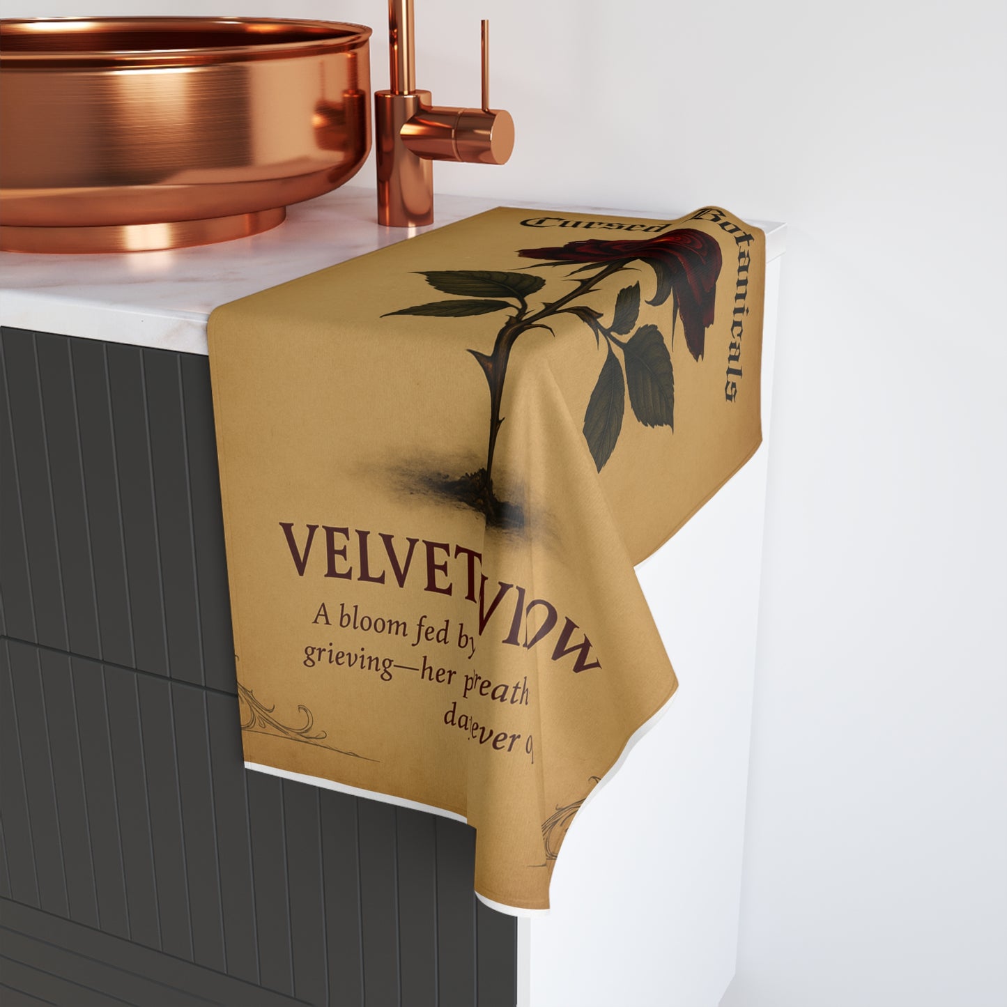 Hand Towel - Cursed Botanical Collection - Velvet Widow Design