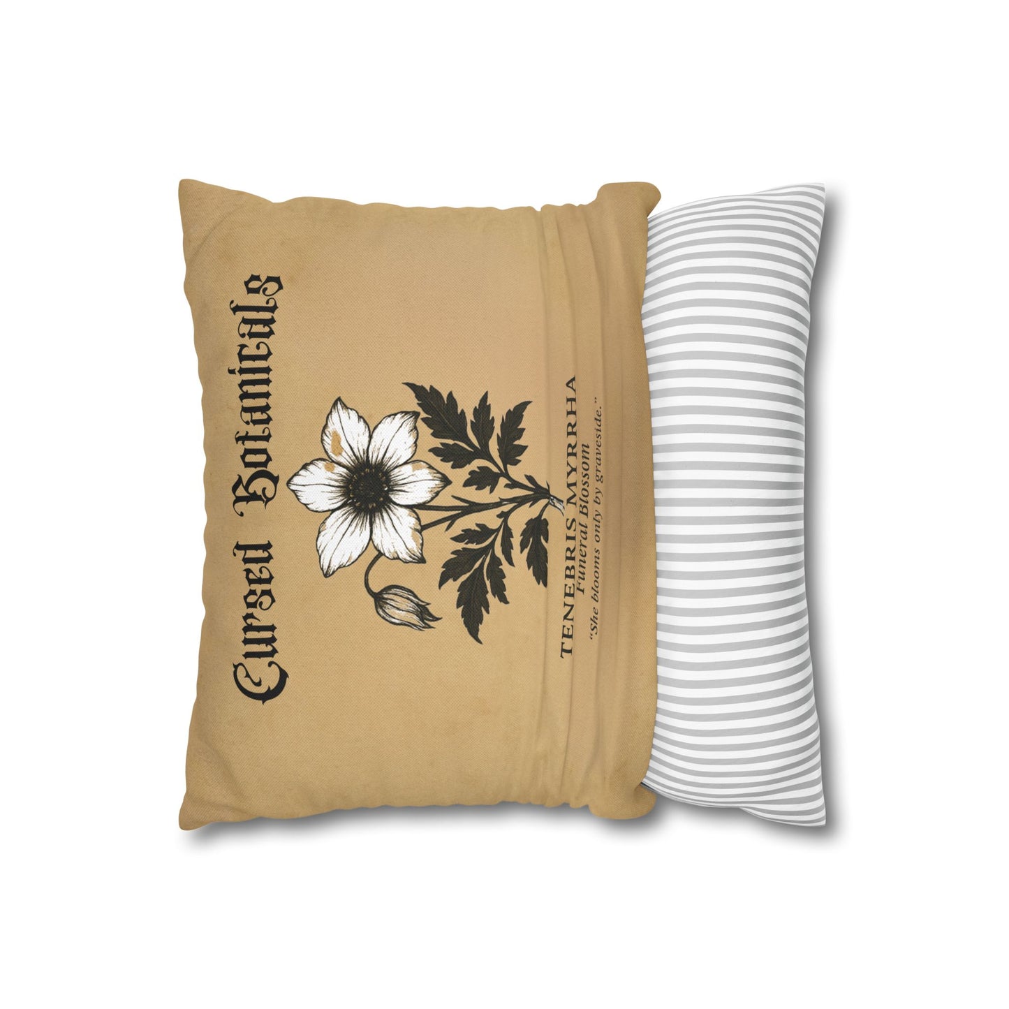 Square Pillowcase, Cursed Botanicals Collection- Funeral Blossom, Spooky Fall Autumn Aesthetic Eerie Design