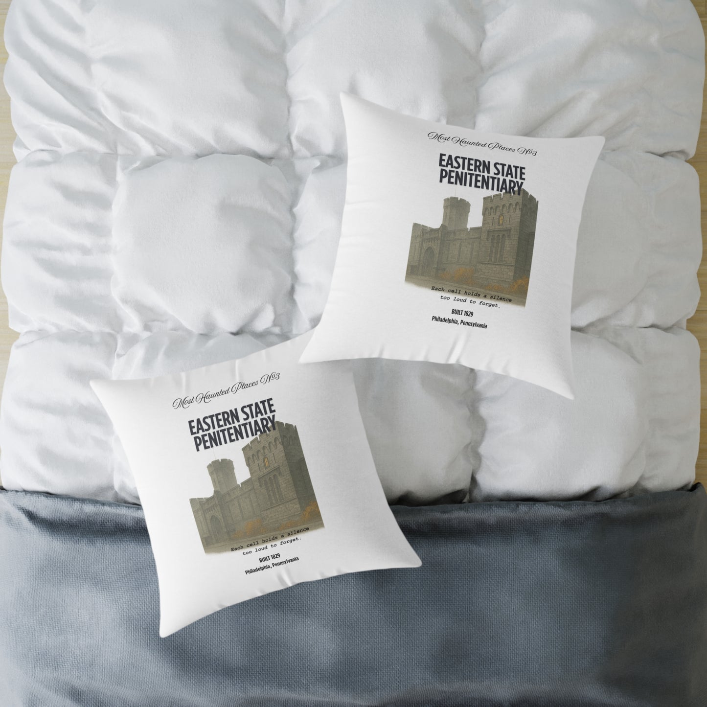 Canvas Pillow - The Most Haunted Collection Eastern State Penitentiary - Rustic Home Decor Accent