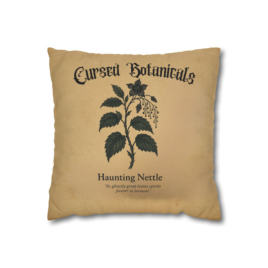 Square Pillowcase, Cursed Botanicals- Haunting Neetle, Spooky Fall Autumn Aesthetic Eerie Design