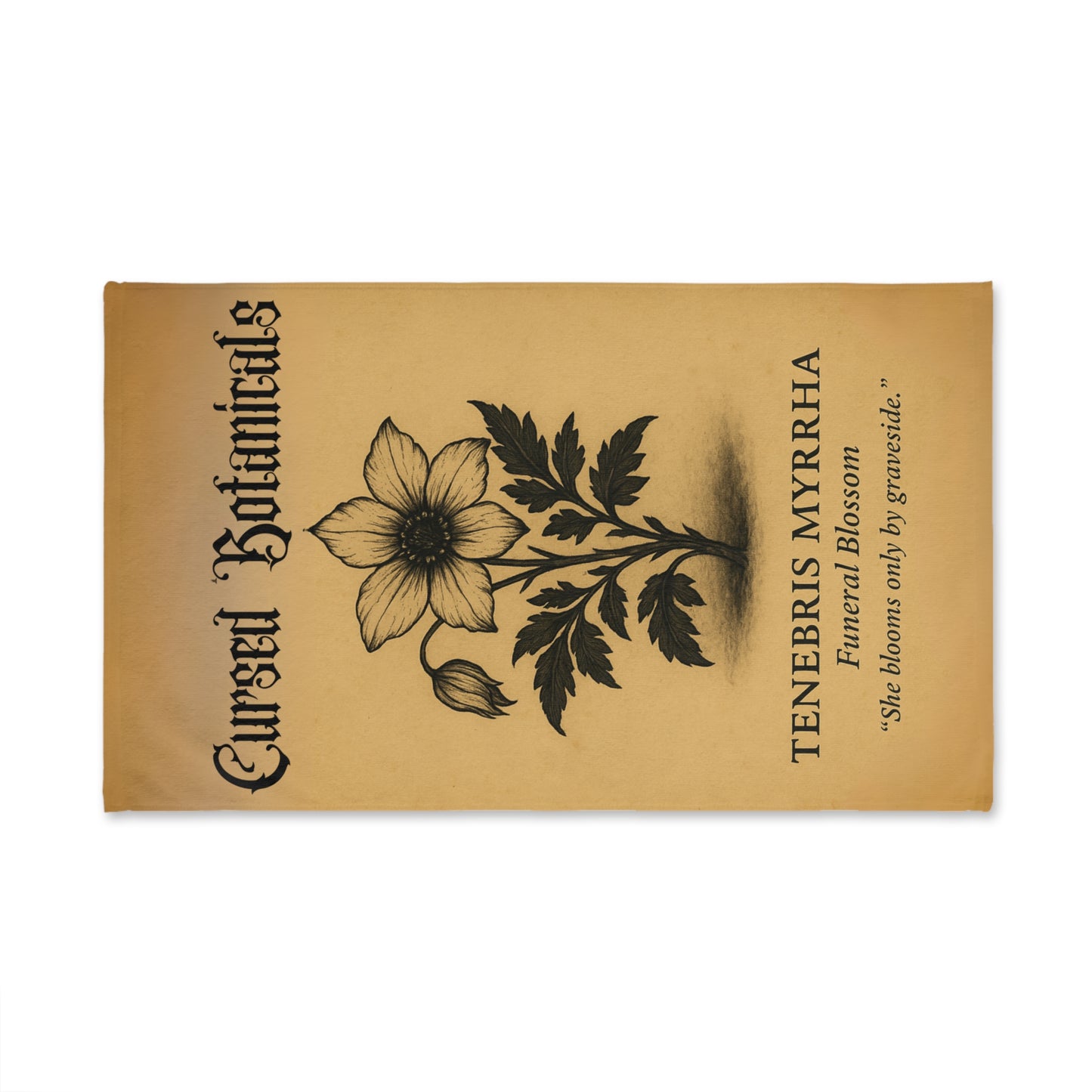Hand Towel - Cursed Botanicals Collection- Funeral Blossom Design, Gothic Home Decor, Floral Gift