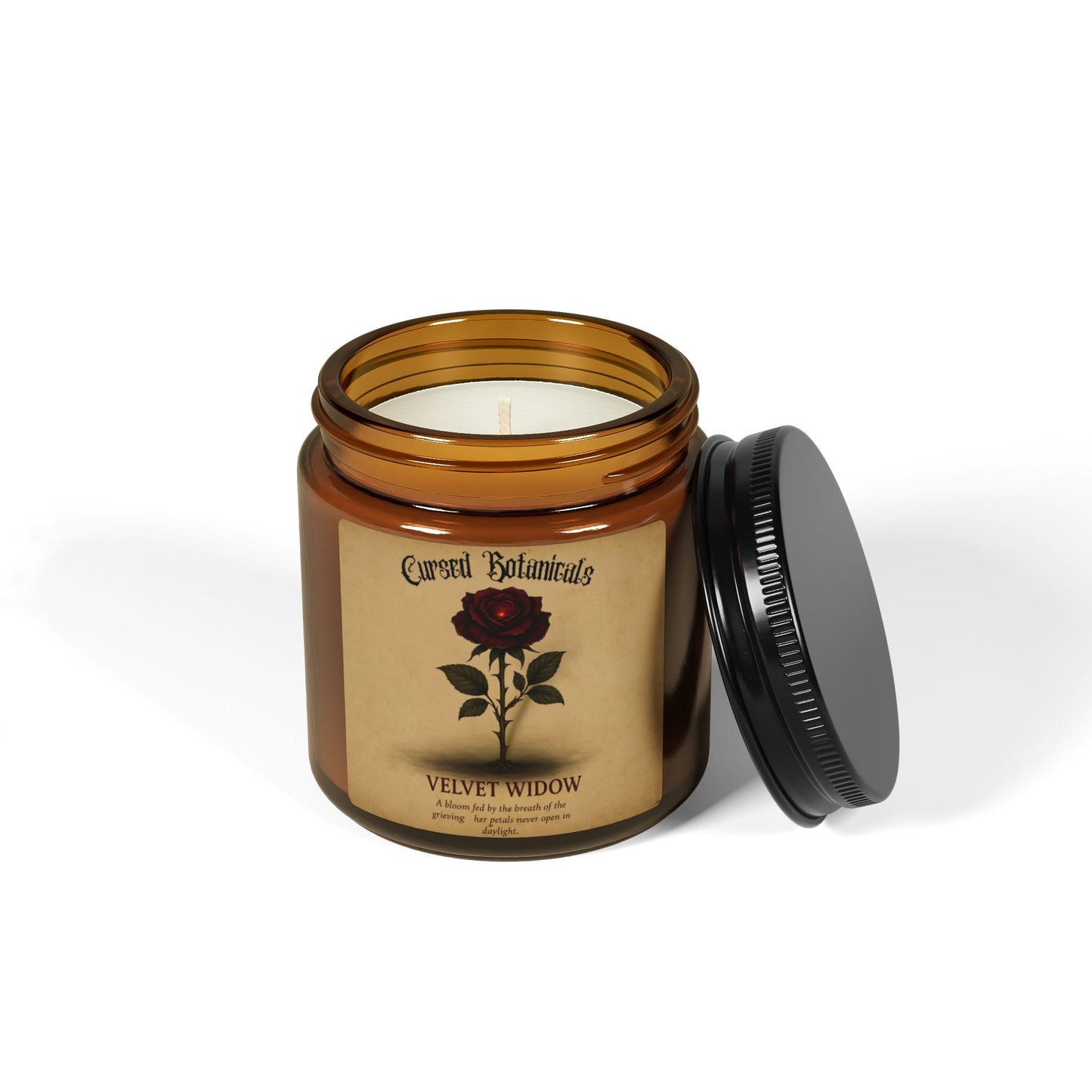 Scented Soy Candle - Cursed Botanical Collection - Velvet Widow