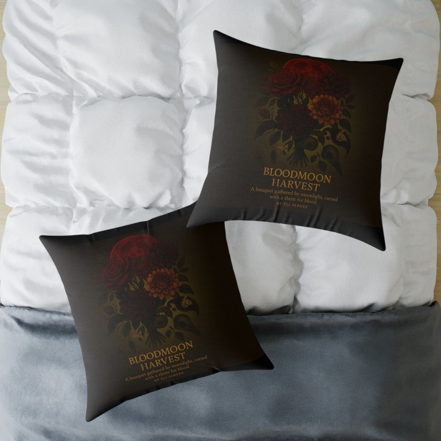 Canvas Pillow - Haunted Bouquet Collection - Bloodmoon Harvest