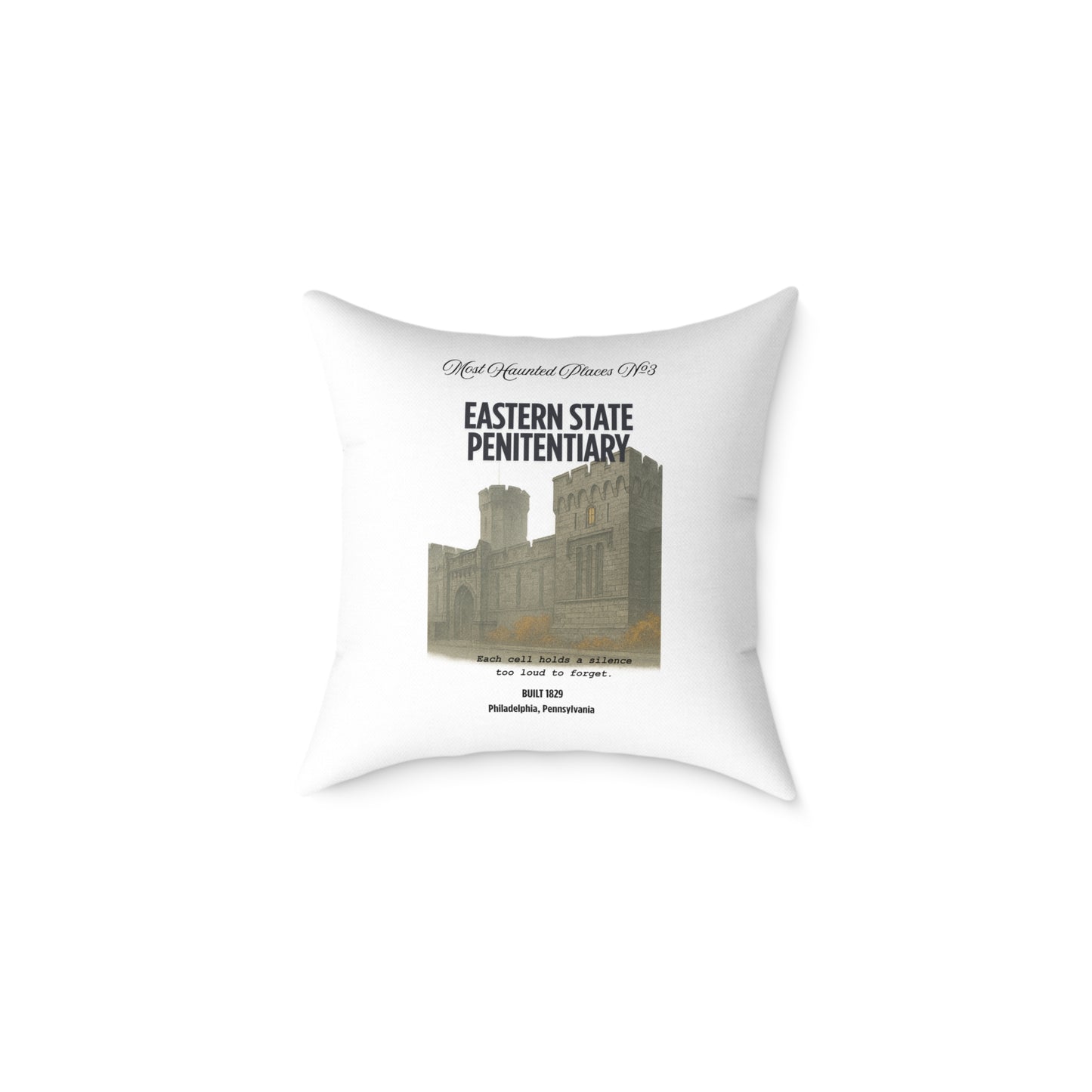 Canvas Pillow - The Most Haunted Collection Eastern State Penitentiary - Rustic Home Decor Accent