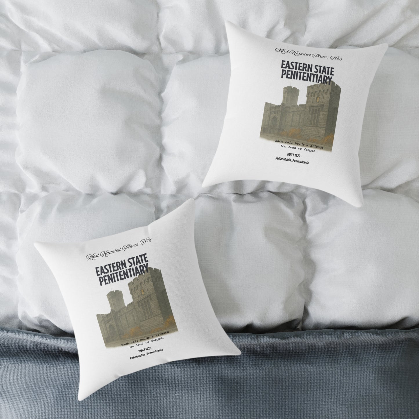 Canvas Pillow - The Most Haunted Collection Eastern State Penitentiary - Rustic Home Decor Accent