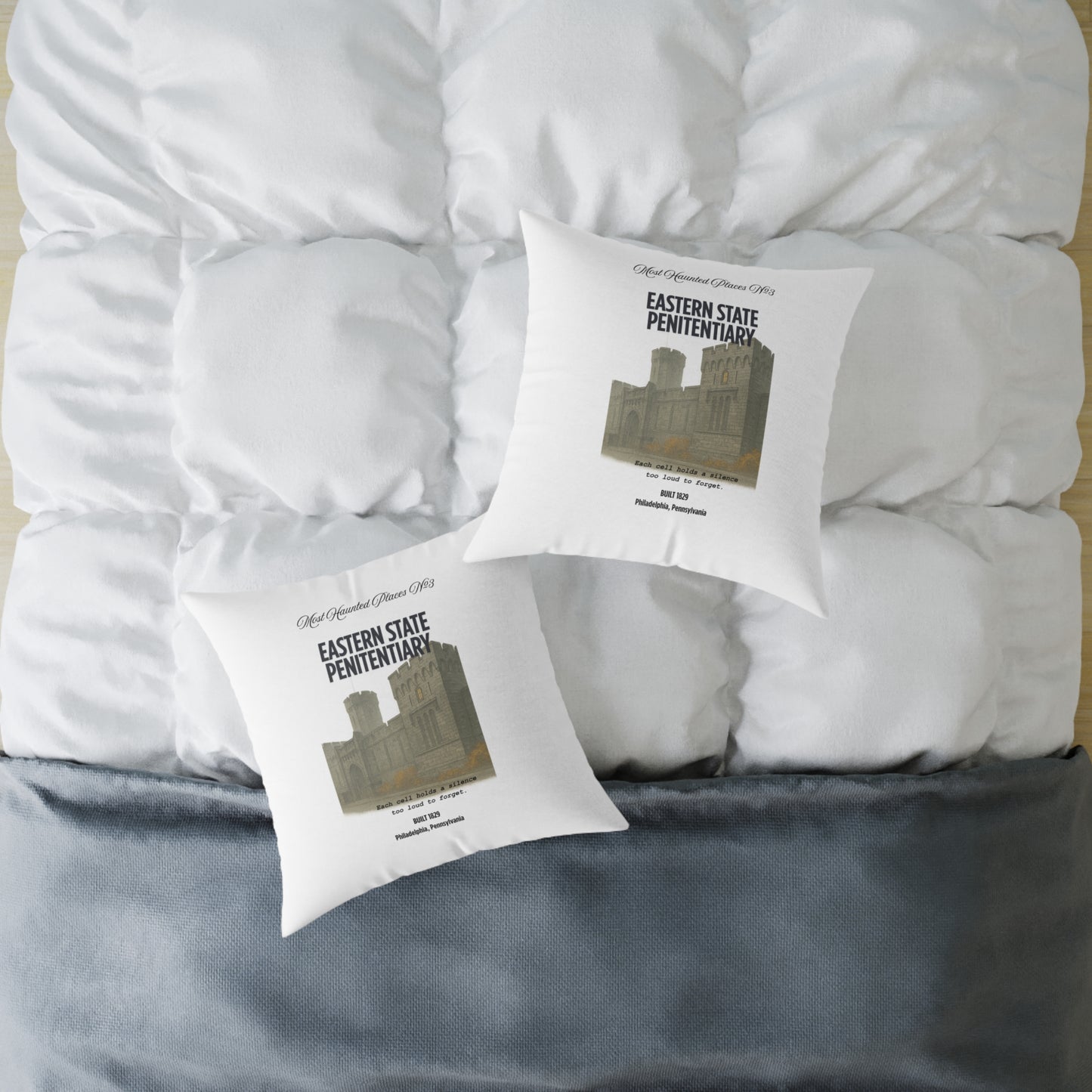 Canvas Pillow - The Most Haunted Collection Eastern State Penitentiary - Rustic Home Decor Accent