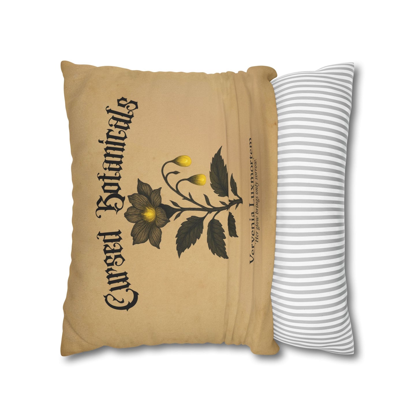 Square Pillowcase, Cursed Botanicals Collection- Vervenia-Glowing Flower, Spooky Fall Autumn Aesthetic Eerie Design
