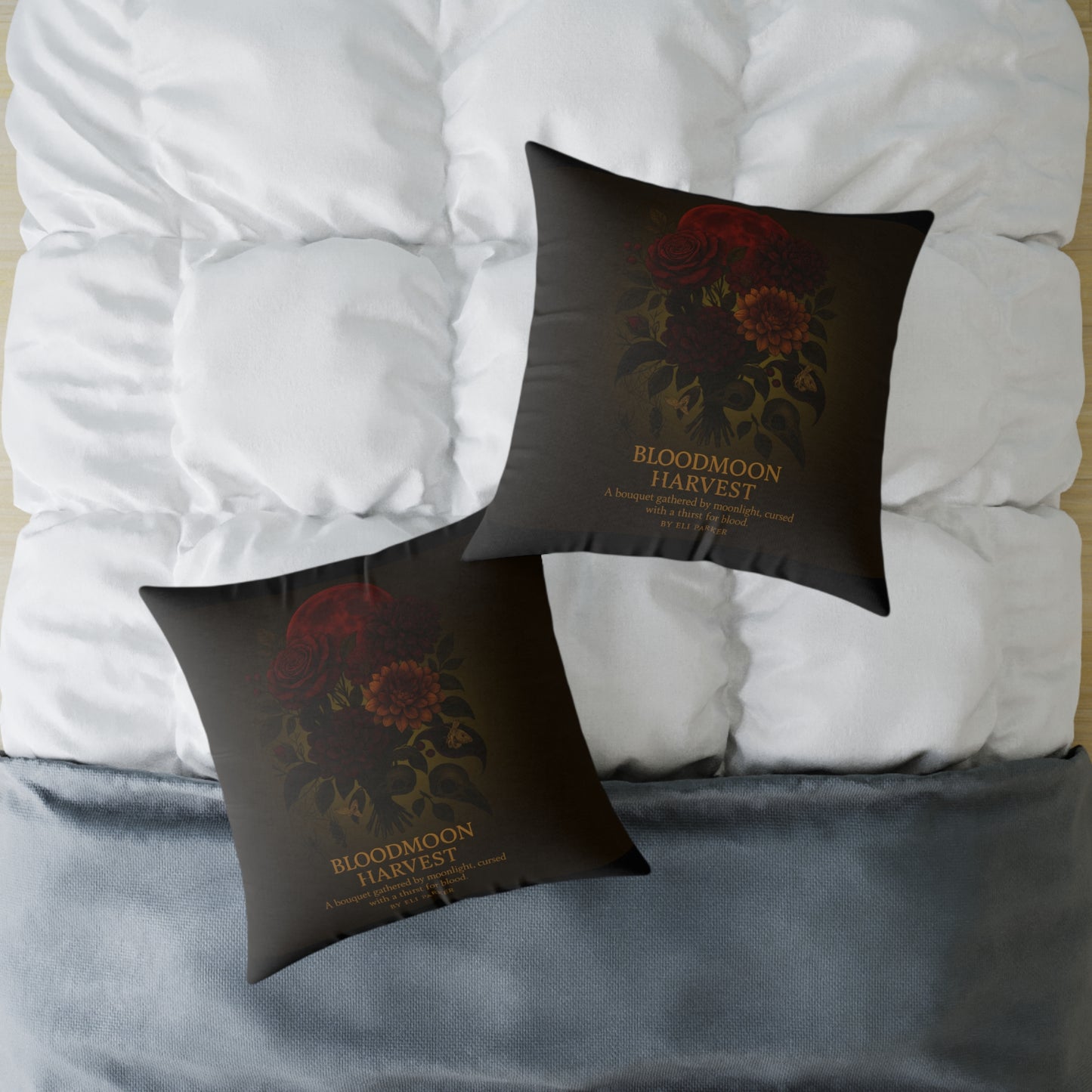Canvas Pillow - Haunted Bouquet Collection - Bloodmoon Harvest
