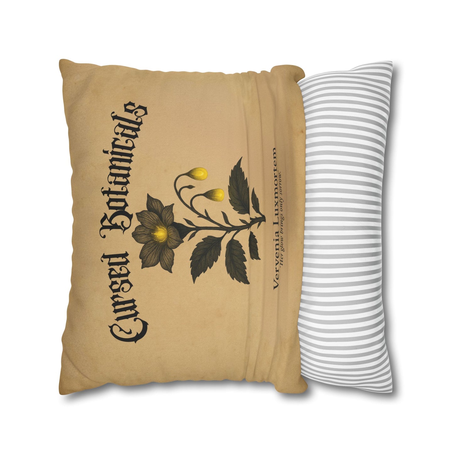 Square Pillowcase, Cursed Botanicals Collection- Vervenia-Glowing Flower, Spooky Fall Autumn Aesthetic Eerie Design