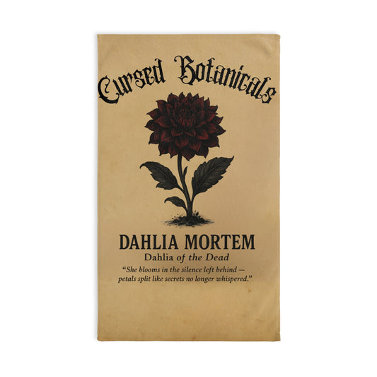 Hand Towel -Cursed Botanicals Collection- Dahlia Mortem Design, Gothic Home Decor, Floral Gift, Halloween Kitchen Towel, Unique Bath Accessory