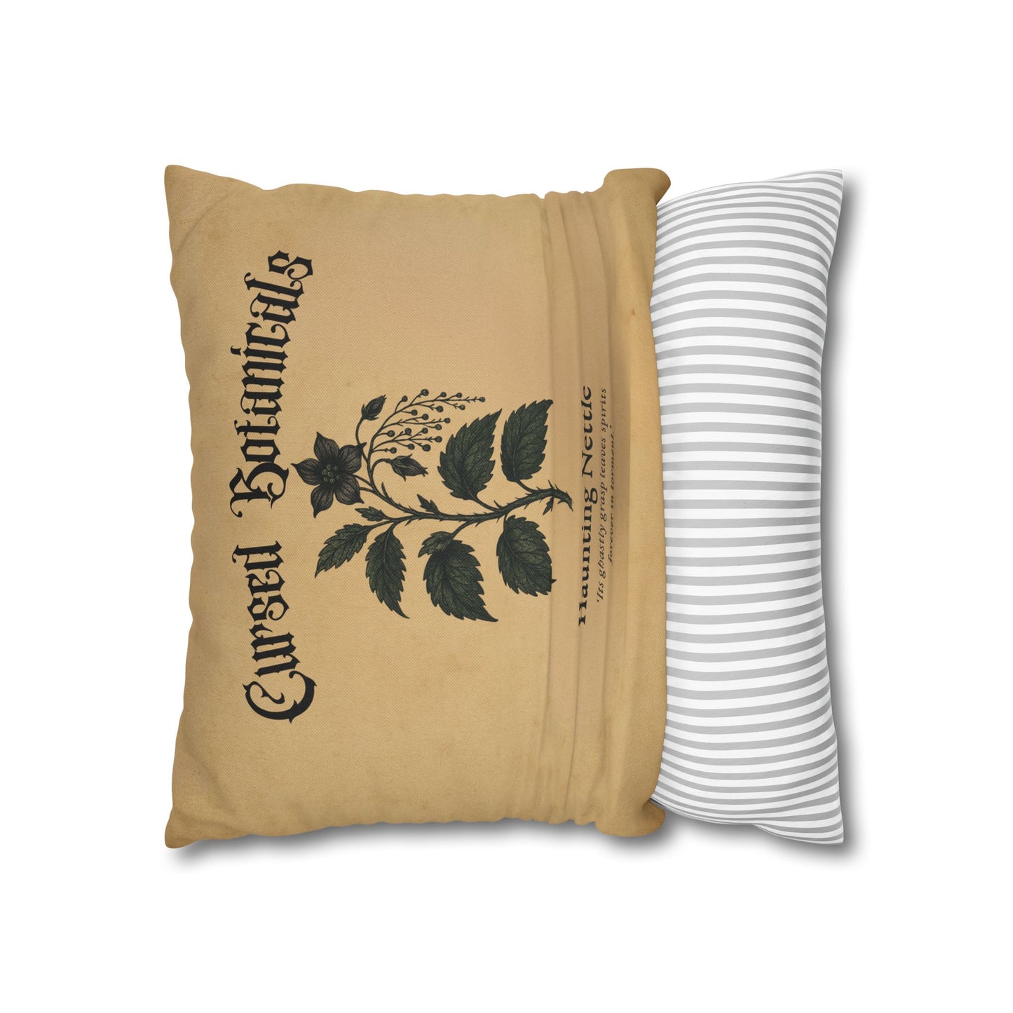 Square Pillowcase, Cursed Botanicals- Haunting Neetle, Spooky Fall Autumn Aesthetic Eerie Design