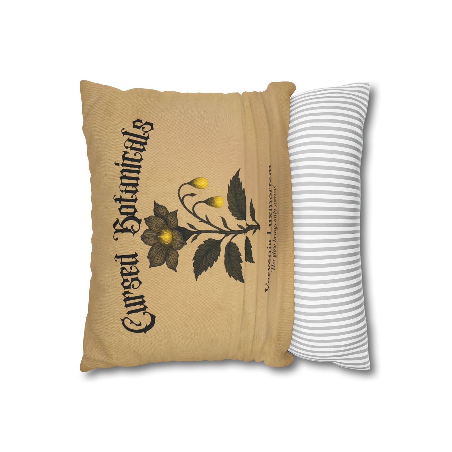 Square Pillowcase, Cursed Botanicals Collection- Vervenia-Glowing Flower, Spooky Fall Autumn Aesthetic Eerie Design