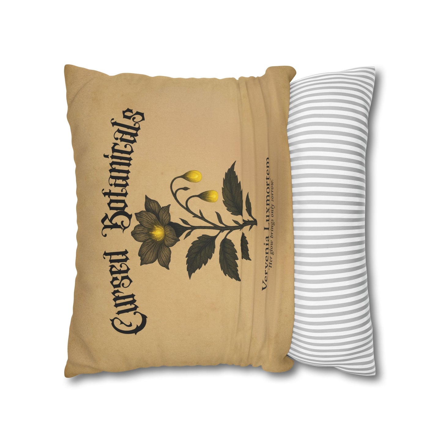 Square Pillowcase, Cursed Botanicals Collection- Vervenia-Glowing Flower, Spooky Fall Autumn Aesthetic Eerie Design