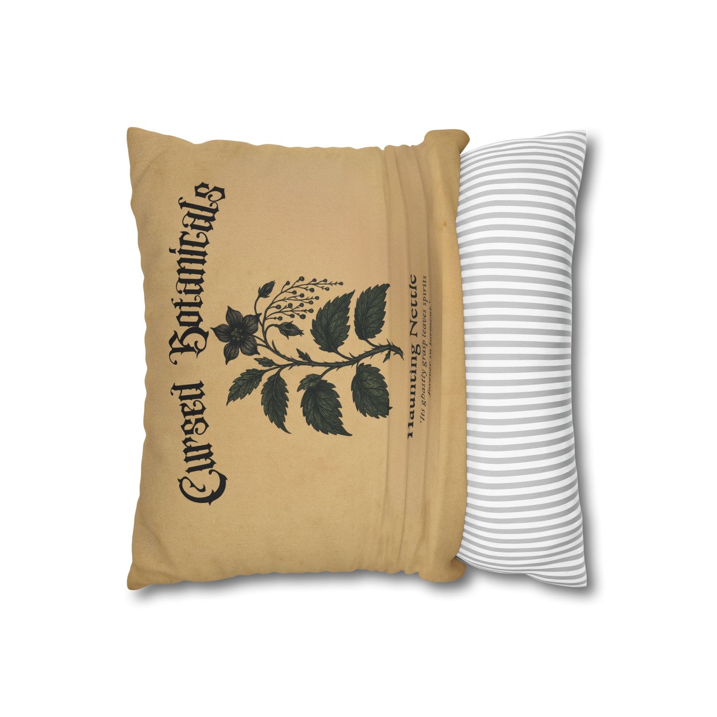 Square Pillowcase, Cursed Botanicals- Haunting Neetle, Spooky Fall Autumn Aesthetic Eerie Design