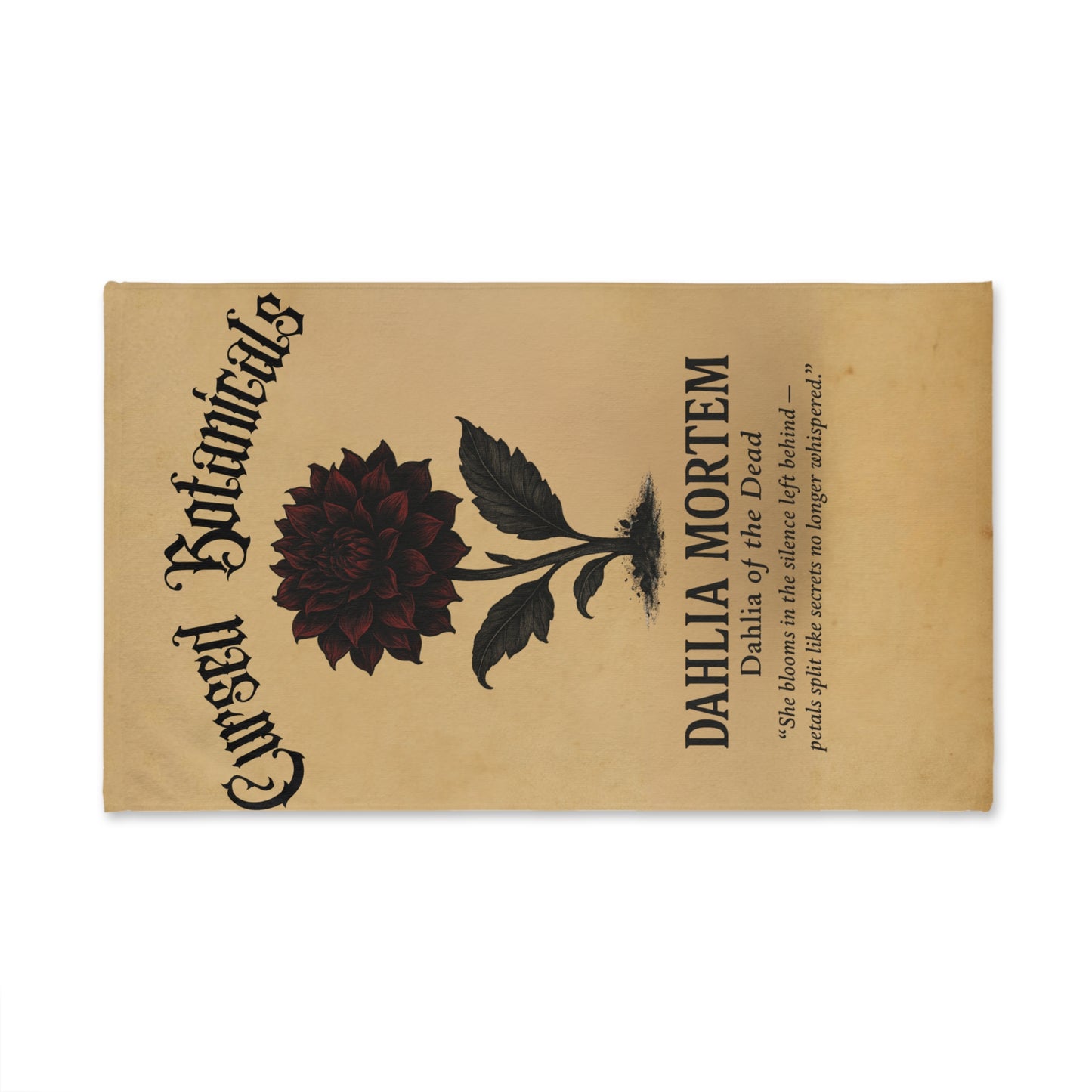 Hand Towel -Cursed Botanicals Collection- Dahlia Mortem Design, Gothic Home Decor, Floral Gift, Halloween Kitchen Towel, Unique Bath Accessory