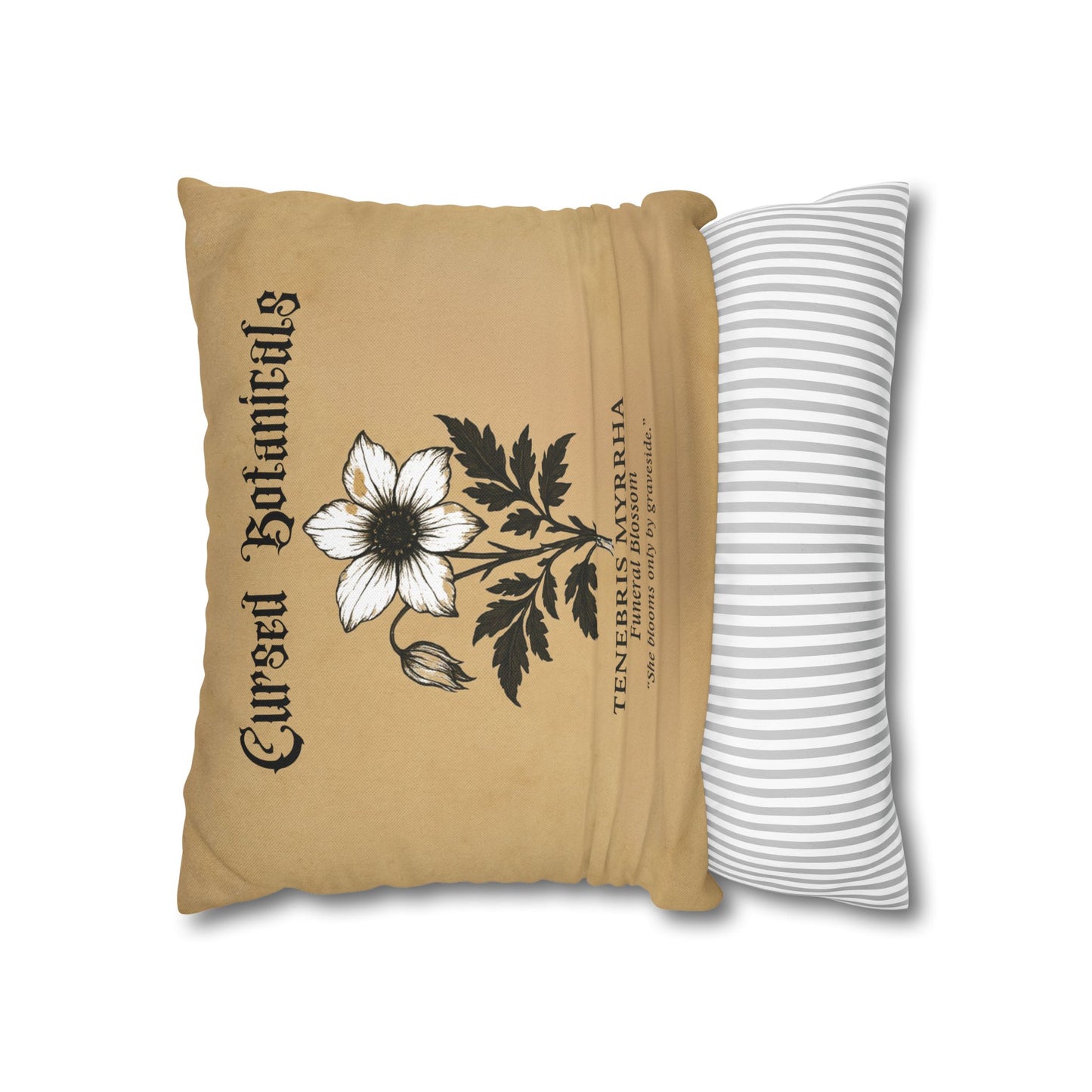 Square Pillowcase, Cursed Botanicals Collection- Funeral Blossom, Spooky Fall Autumn Aesthetic Eerie Design