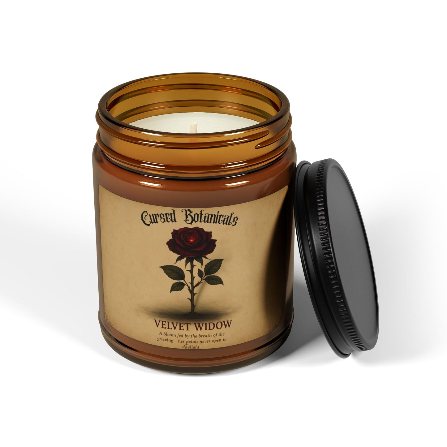 Scented Soy Candle - Cursed Botanical Collection - Velvet Widow