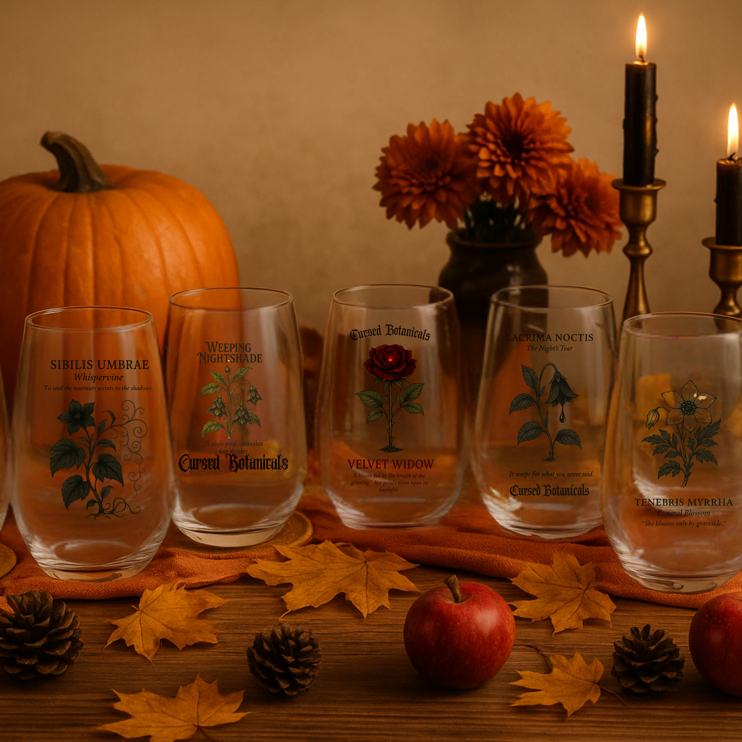 Wine Glasses-Full Cursed Botanicals Collection