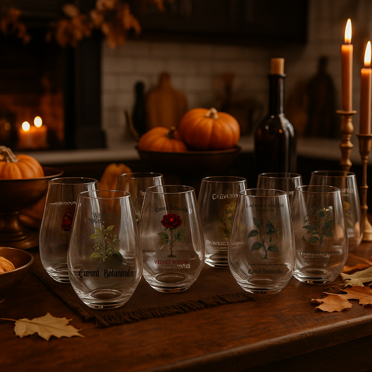 Wine Glasses-Full Cursed Botanicals Collection