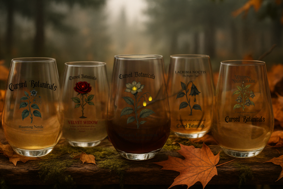 Wine Glasses-Full Cursed Botanicals Collection